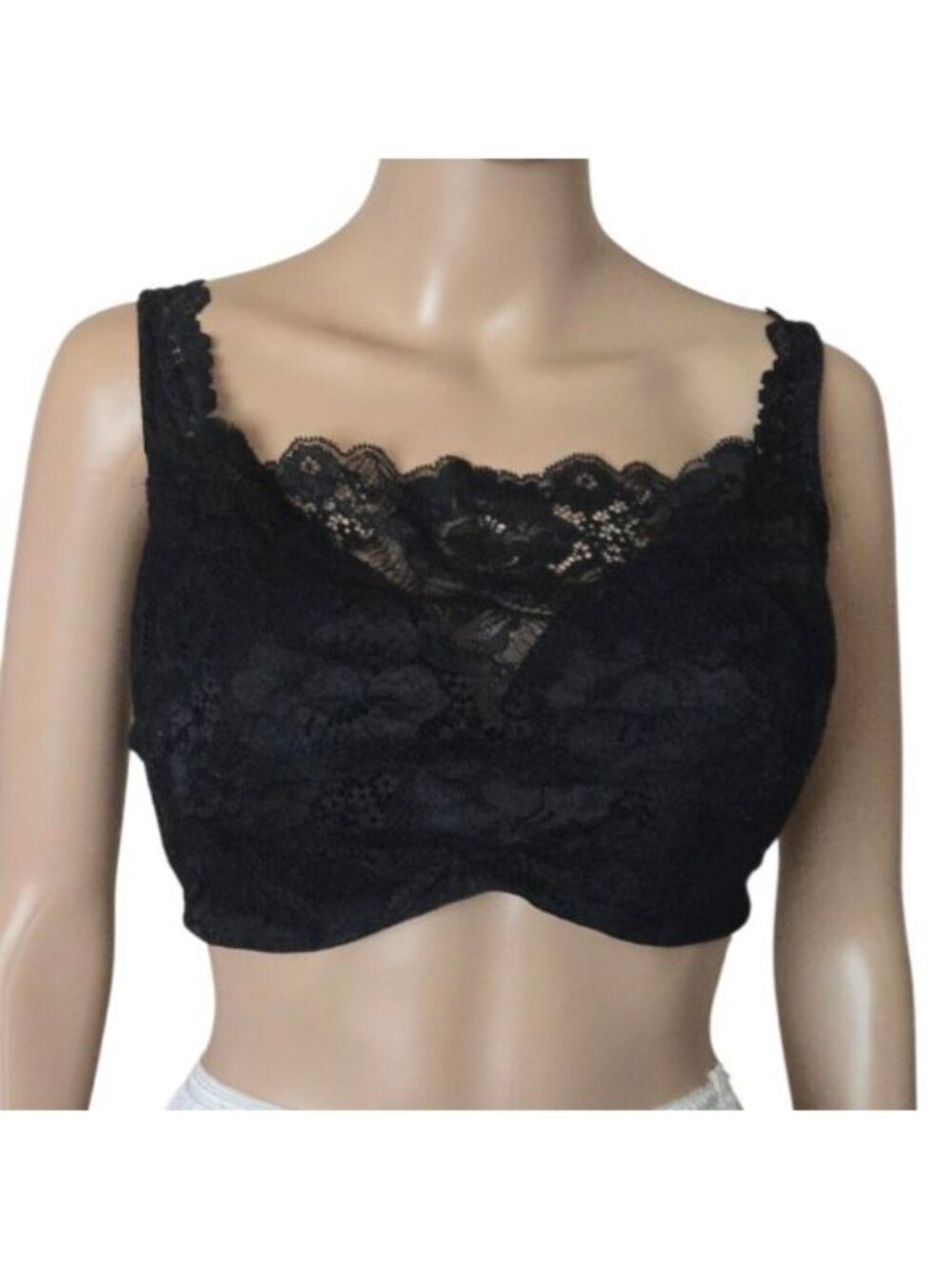 Soma Cami Bra Black Floral Lace Lined Underwire size 38DD